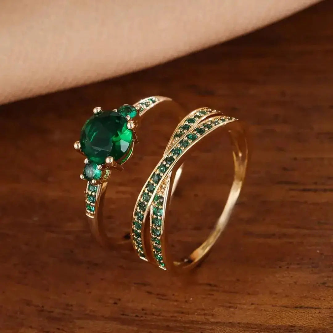 Elegant green gold rings