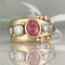 Gold vintage ring with red zirconia