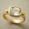 Gold vintage style white glass ring