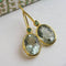 Gold olive glass earrings