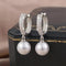 Elegant earrings with sparkling pearls in silver color