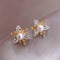 Flower earrings with crystals and pearls