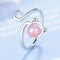 Ring with cat in sterling silver and pink agate