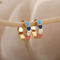 Minimalist multicolor gold heart-shaped earrings