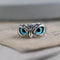 Adjustable Owl Lucky ring in silver and opal