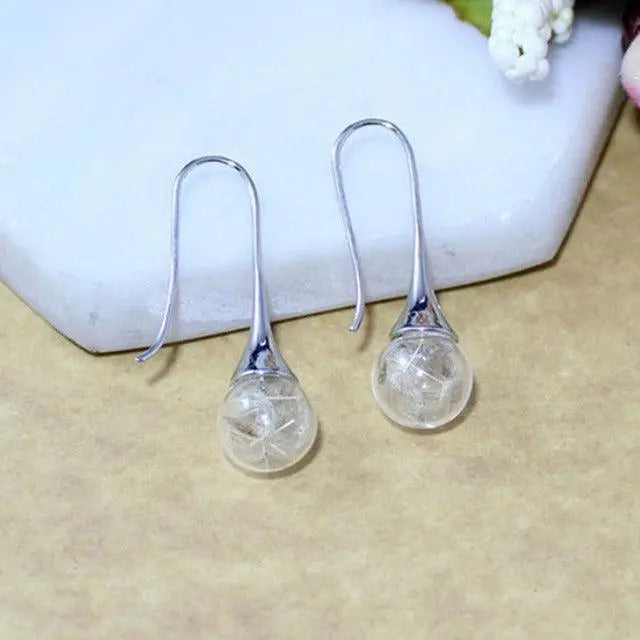 Silver earrings with dandelion pendant