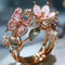Fashionable delicate gold butterfly flower rings for women, party accessories, gifts, custom jewelry
