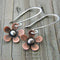 Boho earrings with bronze flower in sterling silver