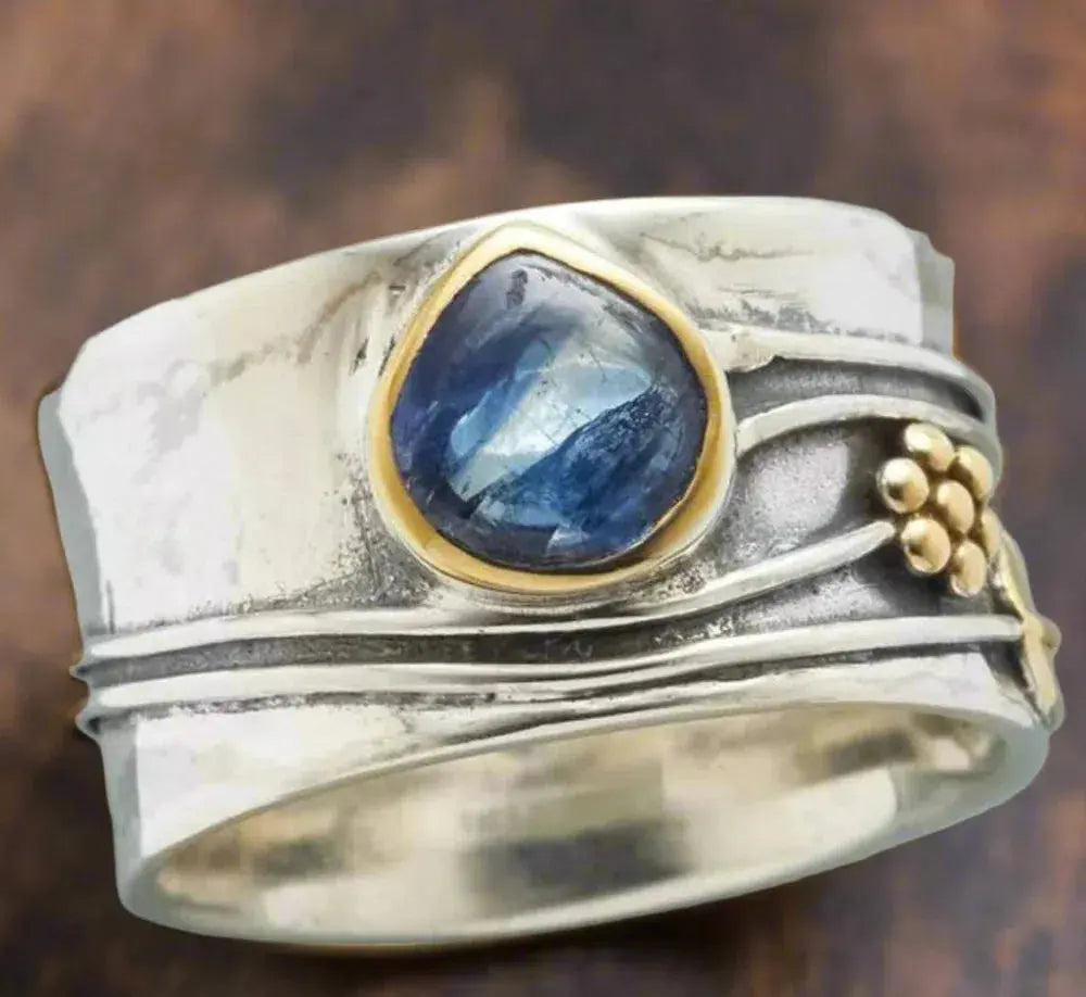 Boho meditation ring with gemstones