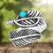 Adjustable turquoise feather boho ring