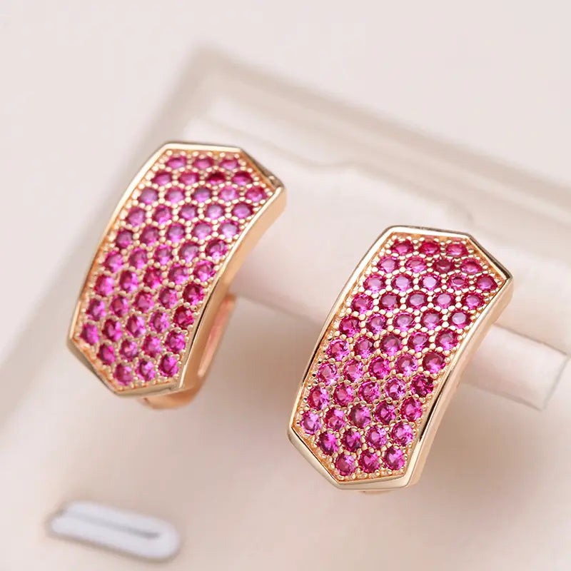 Elegant earrings with pink crystals