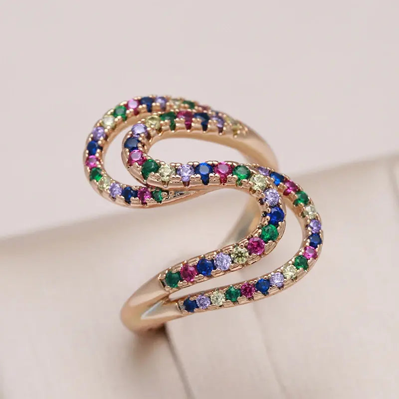 Elegant ring made of colored zircons