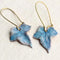 Leaf-shaped earrings with blue enamel