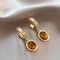 Gold earrings with orange crystals