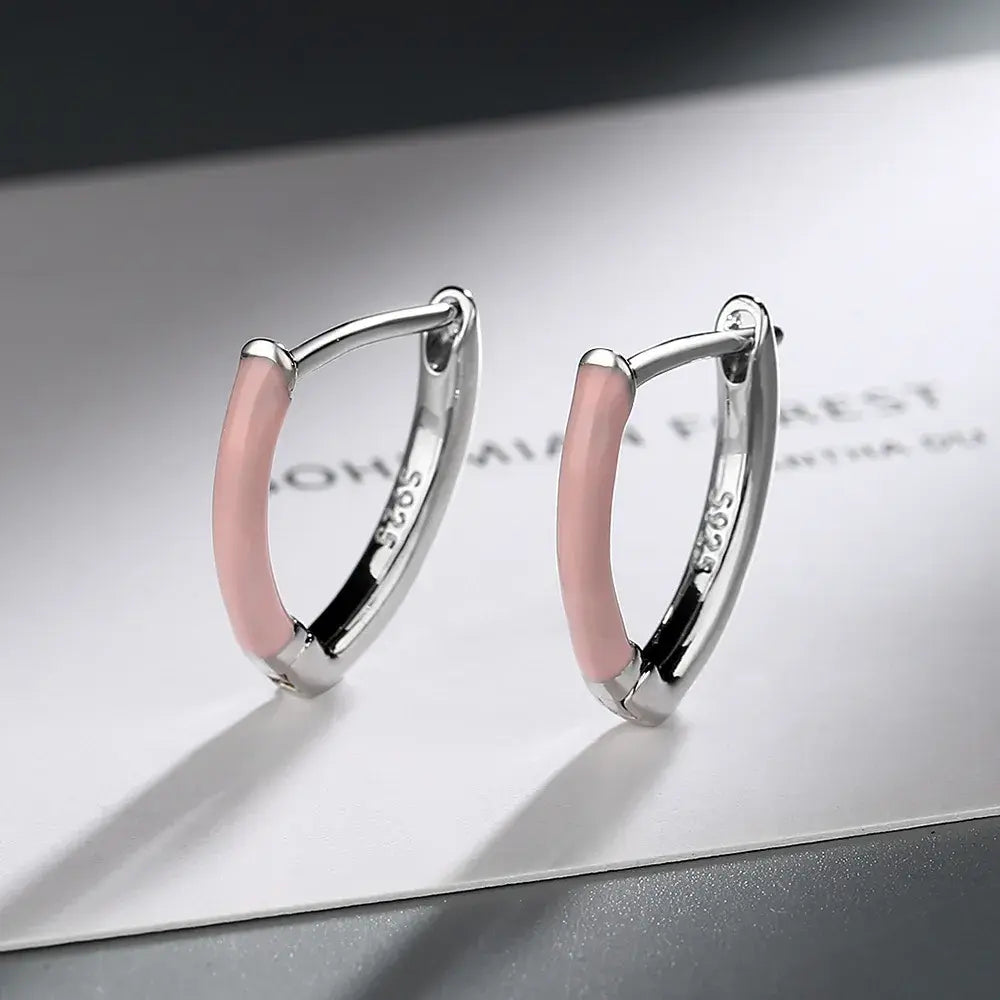 Elegant pink silver earrings