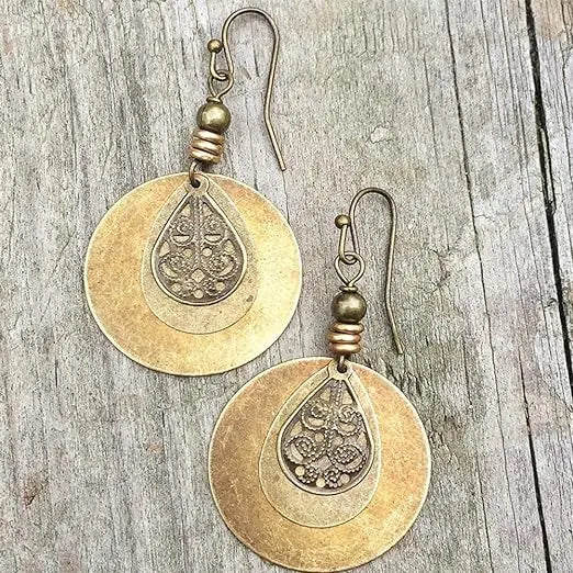 Gold earrings in vintage style