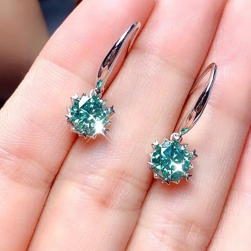 Elegant earrings with turquoise and zircons