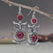 Vintage style red owl earrings