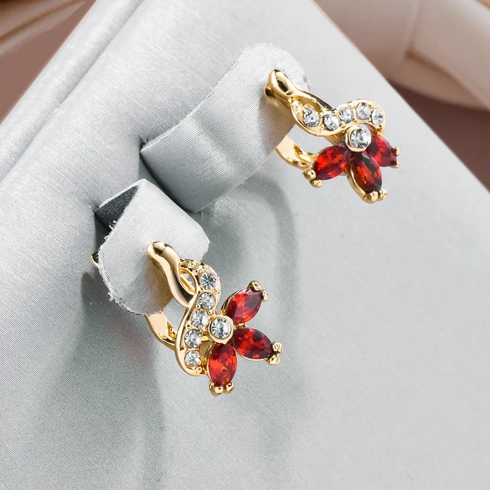 Elegant earrings with red crystals