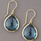 Gold earrings with blue crystals