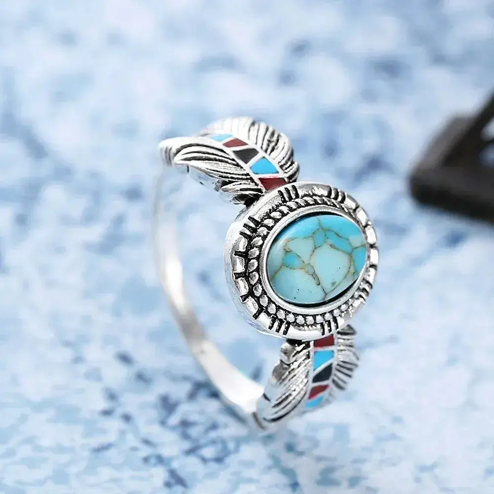 Silver ring with turquoise stone