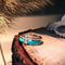 Turquoise ring with zircons in vintage style