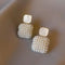Square earrings with elegant pearls