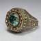 Green radiant gold ring in vintage style