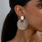Silver-plated round mandala earrings
