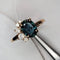 Vintage ring with blue crystal and zircons