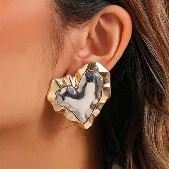 Heart earrings in gold and silver