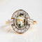 Green ring with vintage style crystal