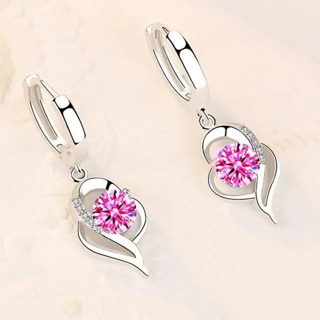 Silver earrings with zircons